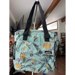 Kavu Womens Bag Floral Aqua Blue‎ Canvas Tote Bag boho grandma core 90s vintage